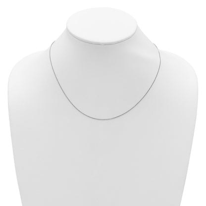 2 Inch 14K White Gold .65mm D/C Spiga 1In+1In Adjustable Chain Necklace