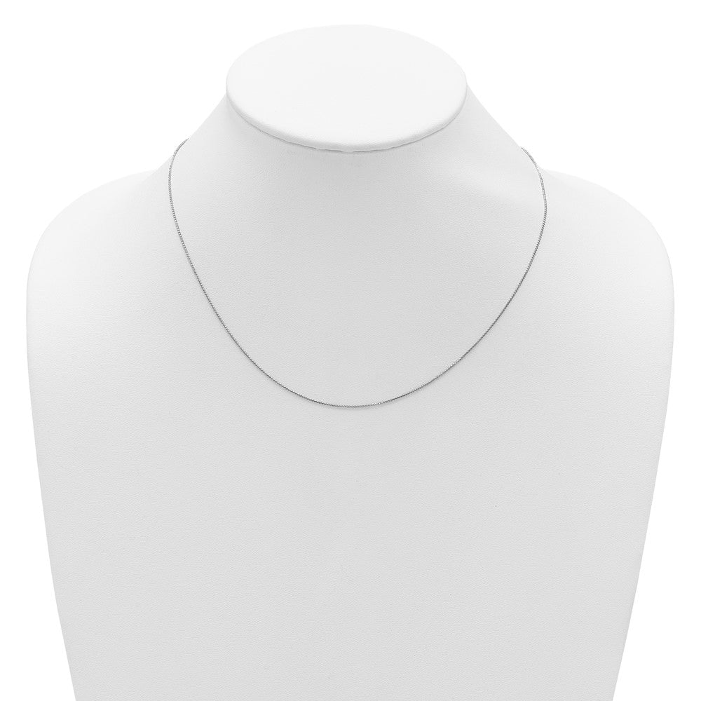 18 Inch 14K White Gold .65mm D/C Spiga 1In+1In Adjustable Chain Necklace