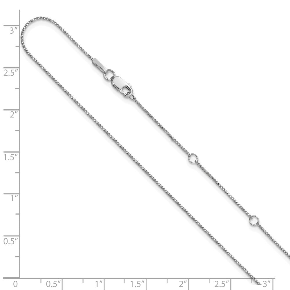 18 Inch 14K White Gold .65mm D/C Spiga 1In+1In Adjustable Chain Necklace