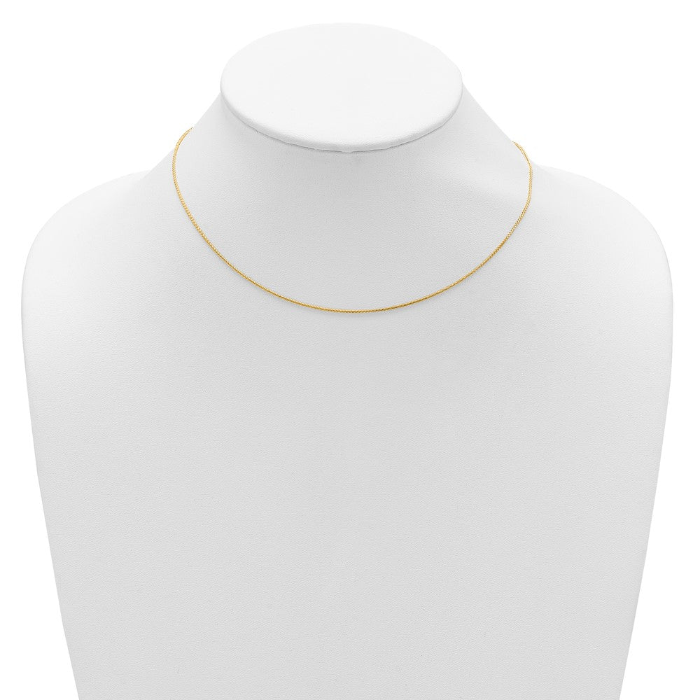 2 Inch 14K Yellow Gold 1mm D/C Spiga 1In+1In Adjustable Chain Necklace