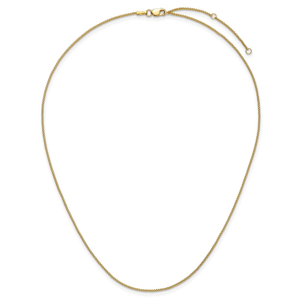 18 Inch 14K Yellow Gold 1mm D/C Spiga 1In+1In Adjustable Chain Necklace