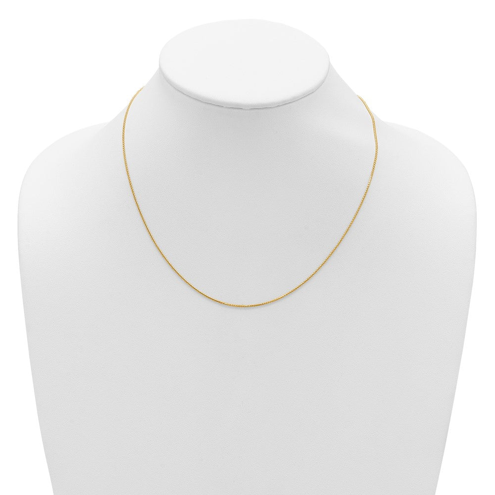2 Inch 14K Yellow Gold 1mm D/C Spiga 1In+1In Adjustable Chain Necklace