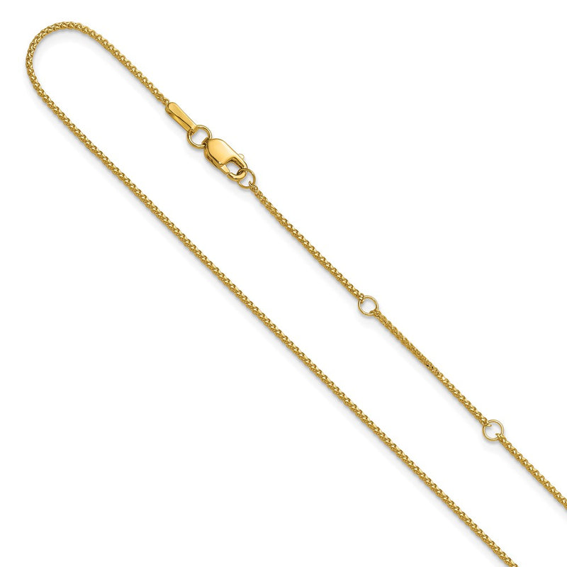 18 Inch 14K Yellow Gold 1mm D/C Spiga 1In+1In Adjustable Chain Necklace