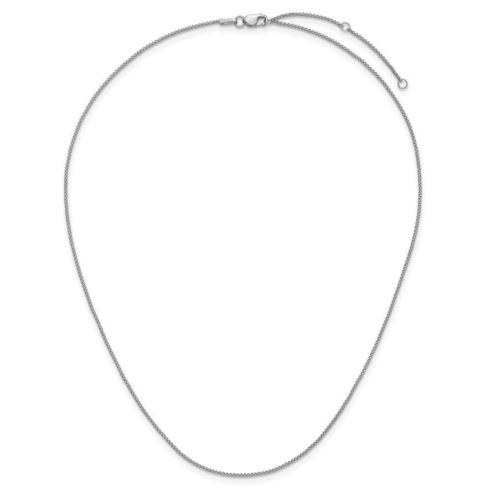 18 Inch 14K White Gold 1mm D/C Spiga 1In+1In Adjustable Chain Necklace