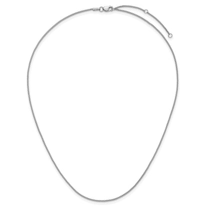 18 Inch 14K White Gold 1mm D/C Spiga 1In+1In Adjustable Chain Necklace