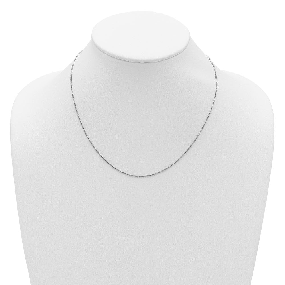 18 Inch 14K White Gold 1mm D/C Spiga 1In+1In Adjustable Chain Necklace