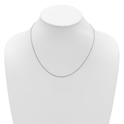 2 Inch 14K White Gold 1mm D/C Spiga 1In+1In Adjustable Chain Necklace