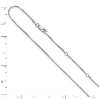 2 Inch 14K White Gold 1mm D/C Spiga 1In+1In Adjustable Chain Necklace