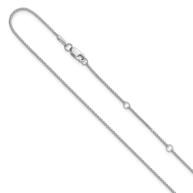 18 Inch 14K White Gold 1mm D/C Spiga 1In+1In Adjustable Chain Necklace