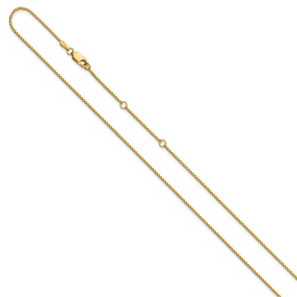 18 Inch 14K Yellow Gold 1.2mm D/C Spiga 1In+1In Adjustable Chain Necklace