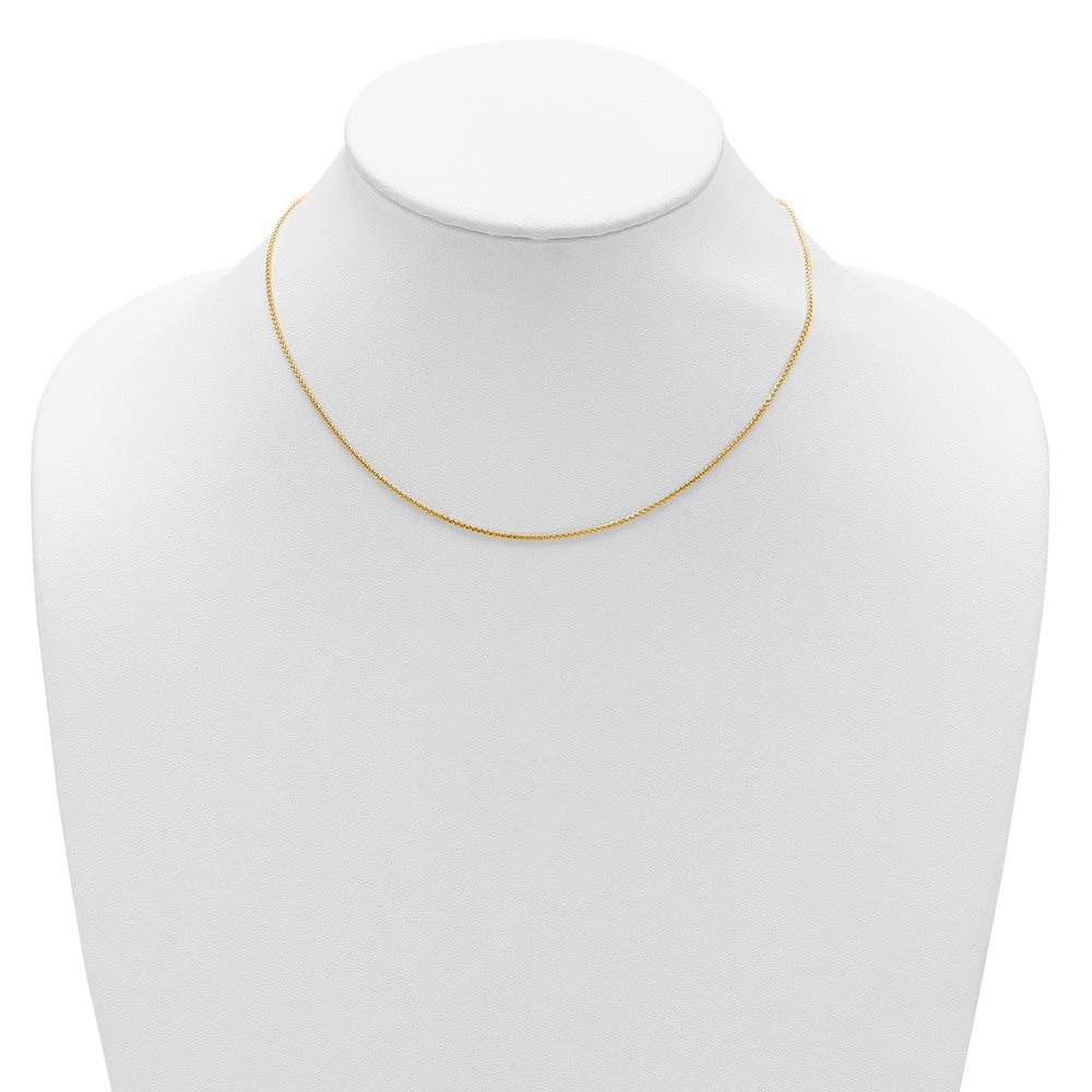 18 Inch 14K Yellow Gold 1.2mm D/C Spiga 1In+1In Adjustable Chain Necklace
