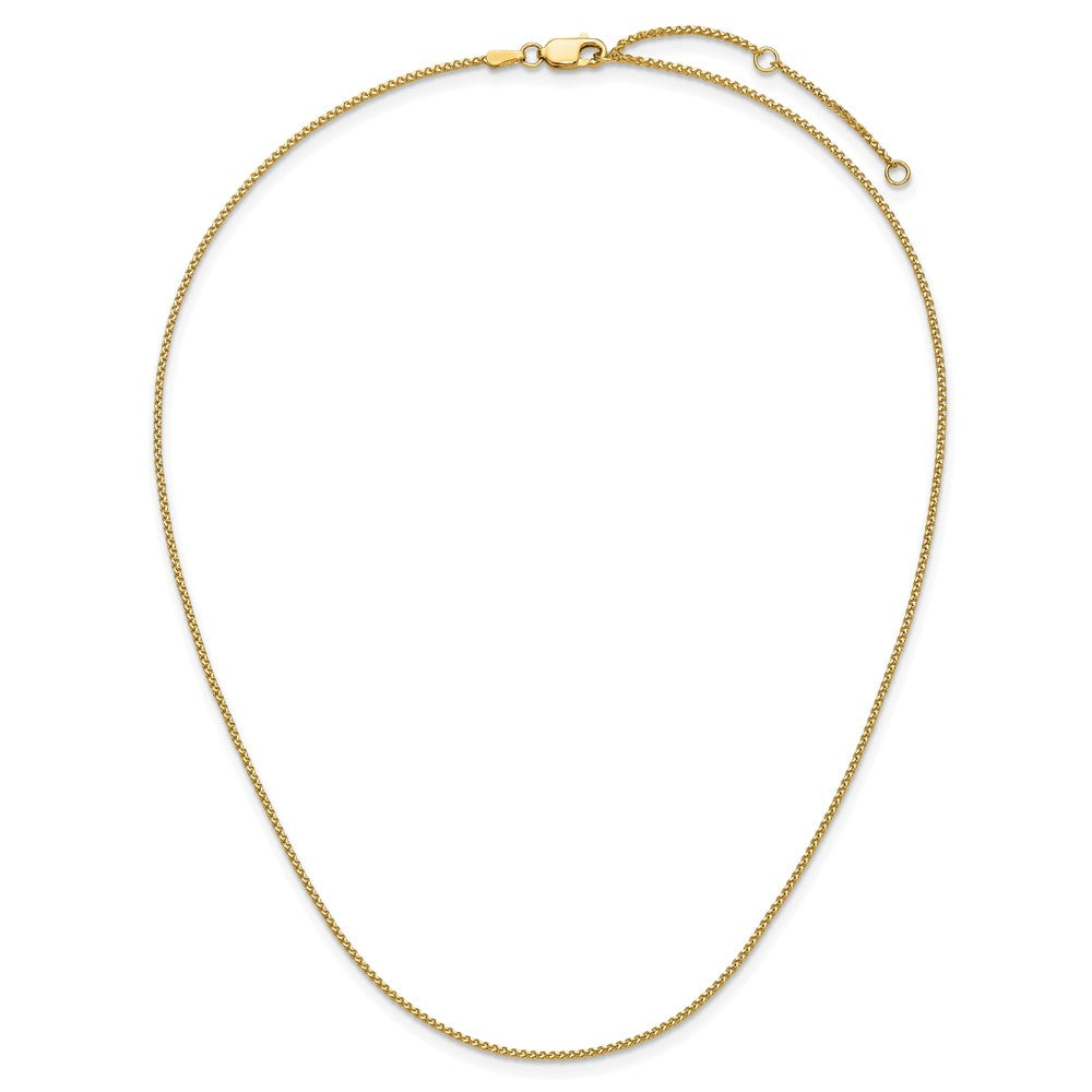 18 Inch 14K Yellow Gold 1.2mm D/C Spiga 1In+1In Adjustable Chain Necklace