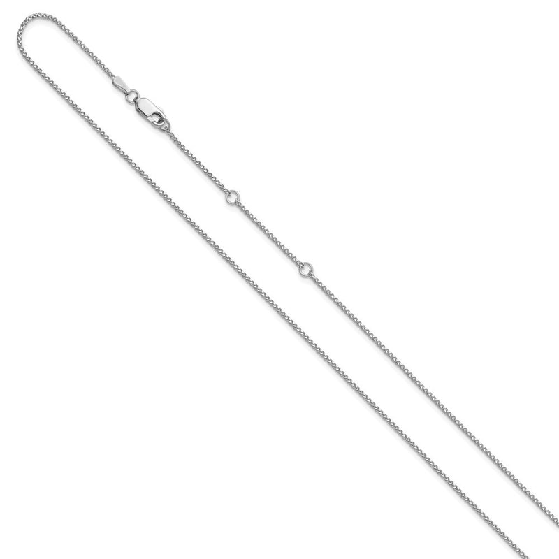 2 Inch 14K White Gold 1.2mm D/C Spiga 1In+1In Adjustable Chain Necklace