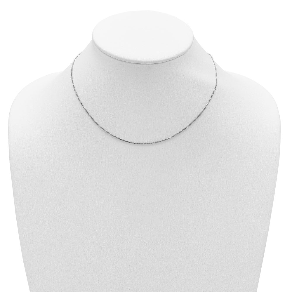 2 Inch 14K White Gold 1.2mm D/C Spiga 1In+1In Adjustable Chain Necklace