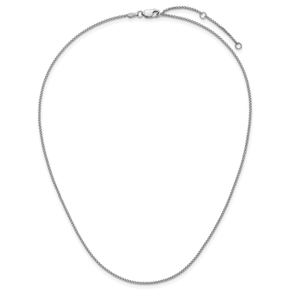 2 Inch 14K White Gold 1.2mm D/C Spiga 1In+1In Adjustable Chain Necklace