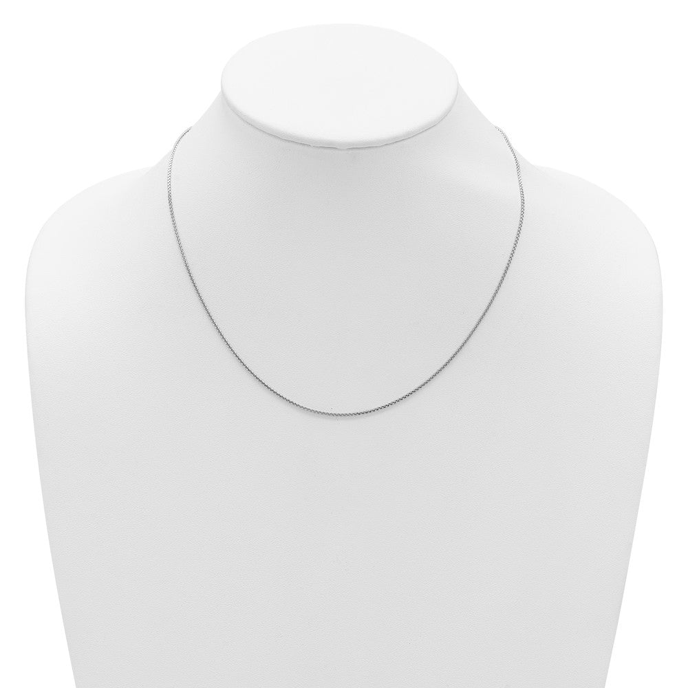 18 Inch 14K White Gold 1.2mm D/C Spiga 1In+1In Adjustable Chain Necklace