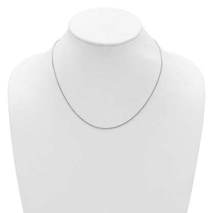 18 Inch 14K White Gold 1.2mm D/C Spiga 1In+1In Adjustable Chain Necklace