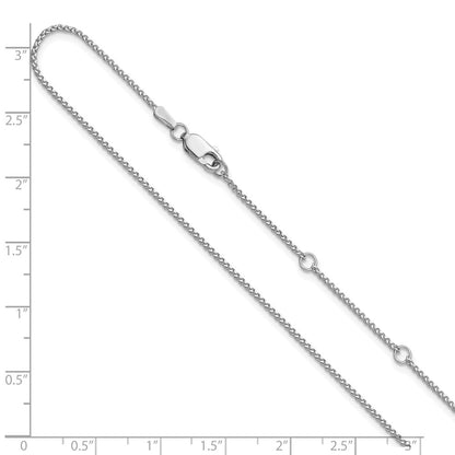 18 Inch 14K White Gold 1.2mm D/C Spiga 1In+1In Adjustable Chain Necklace
