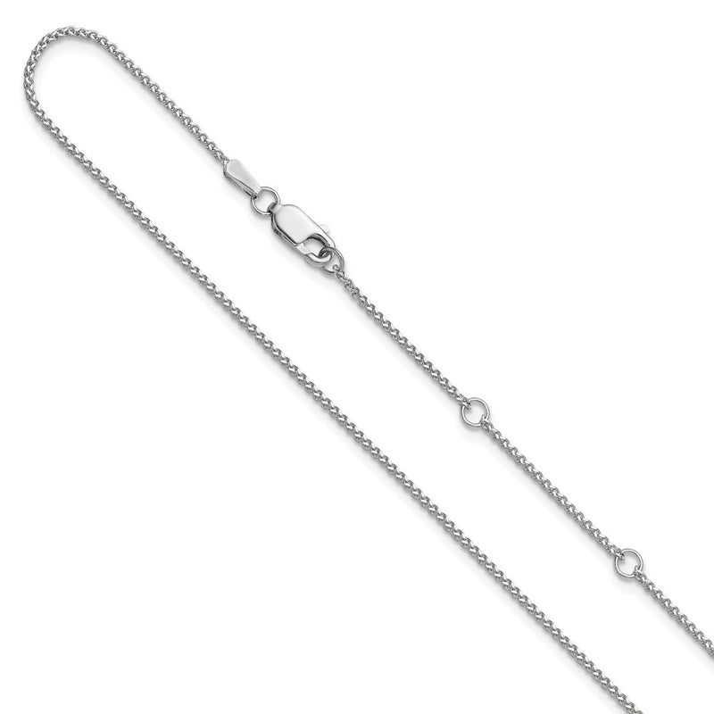 18 Inch 14K White Gold 1.2mm D/C Spiga 1In+1In Adjustable Chain Necklace