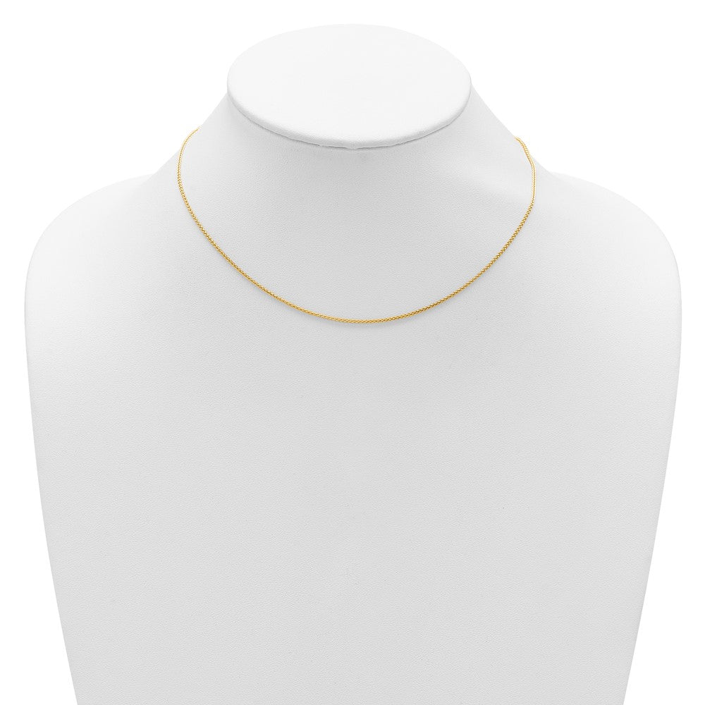 2 Inch 14K Yellow Gold 1.2mm Baby Spiga 1In+1In Adjustable Chain Necklace