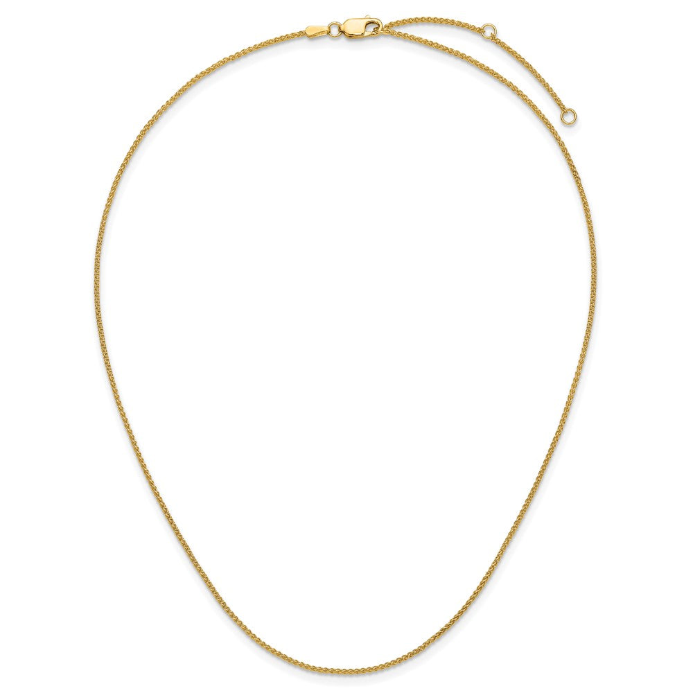 2 Inch 14K Yellow Gold 1.2mm Baby Spiga 1In+1In Adjustable Chain Necklace