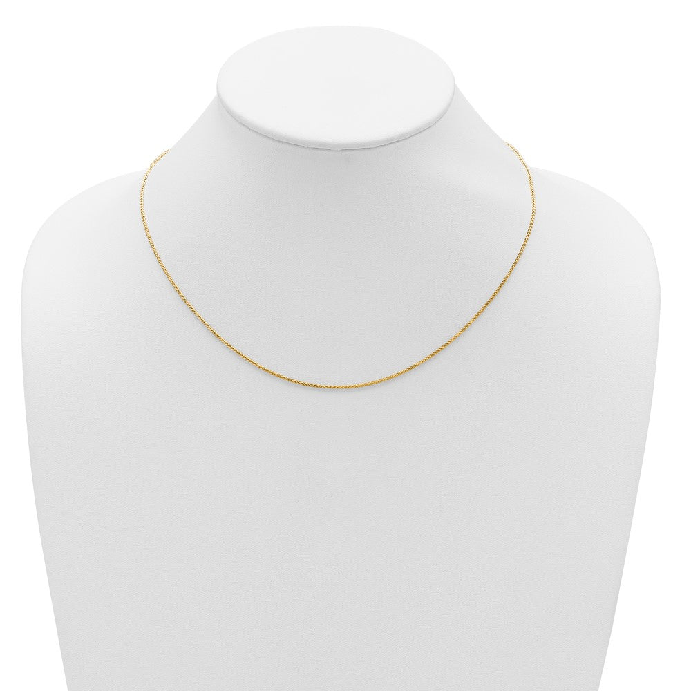2 Inch 14K Yellow Gold 1.2mm Baby Spiga 1In+1In Adjustable Chain Necklace
