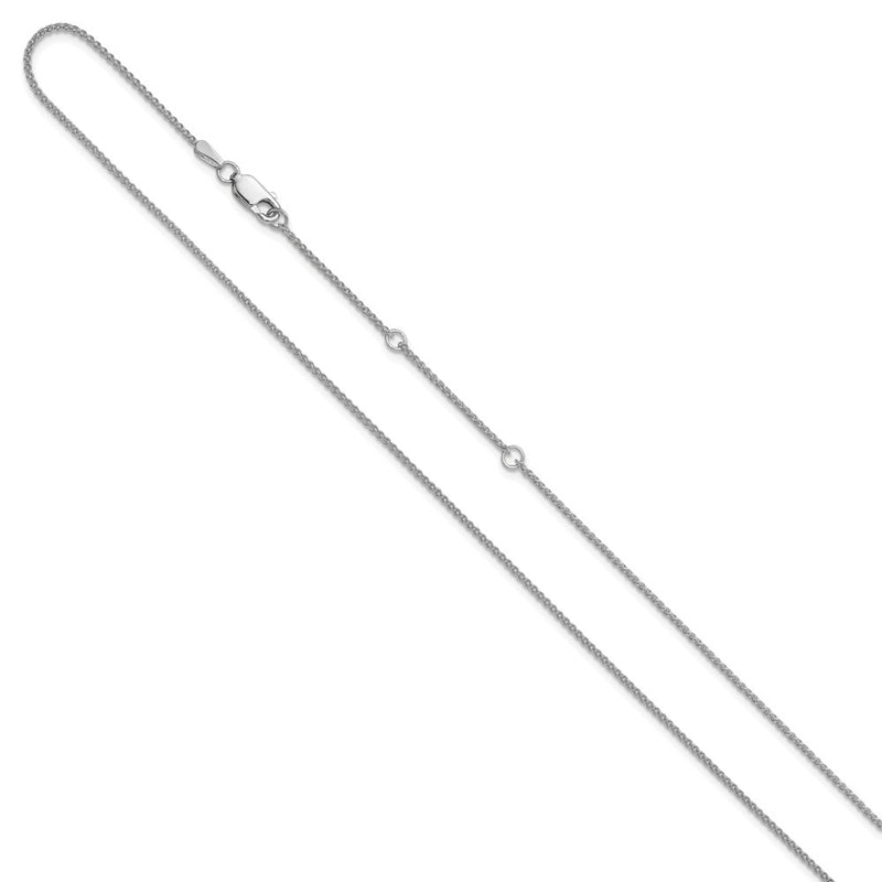 2 Inch 14K White Gold 1.2mm Baby Spiga 1In+1In Adjustable Chain Necklace