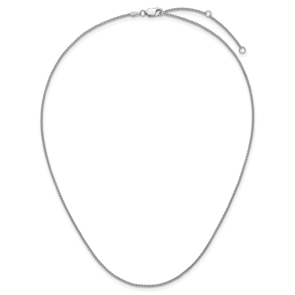 18 Inch 14K White Gold 1.2mm Baby Spiga 1In+1In Adjustable Chain Necklace