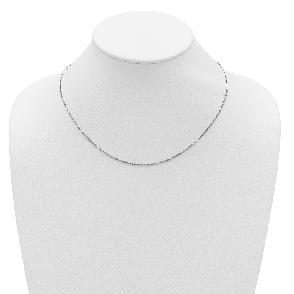 18 Inch 14K White Gold 1.2mm Baby Spiga 1In+1In Adjustable Chain Necklace