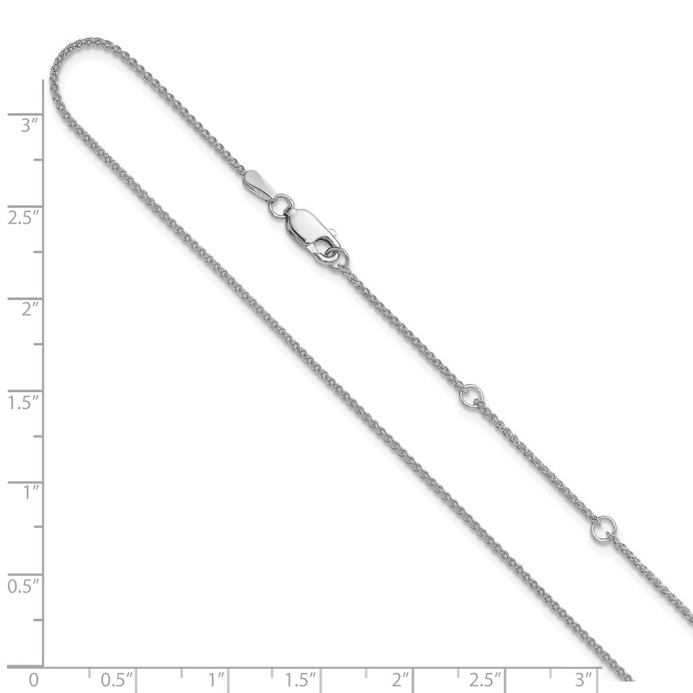 2 Inch 14K White Gold 1.2mm Baby Spiga 1In+1In Adjustable Chain Necklace