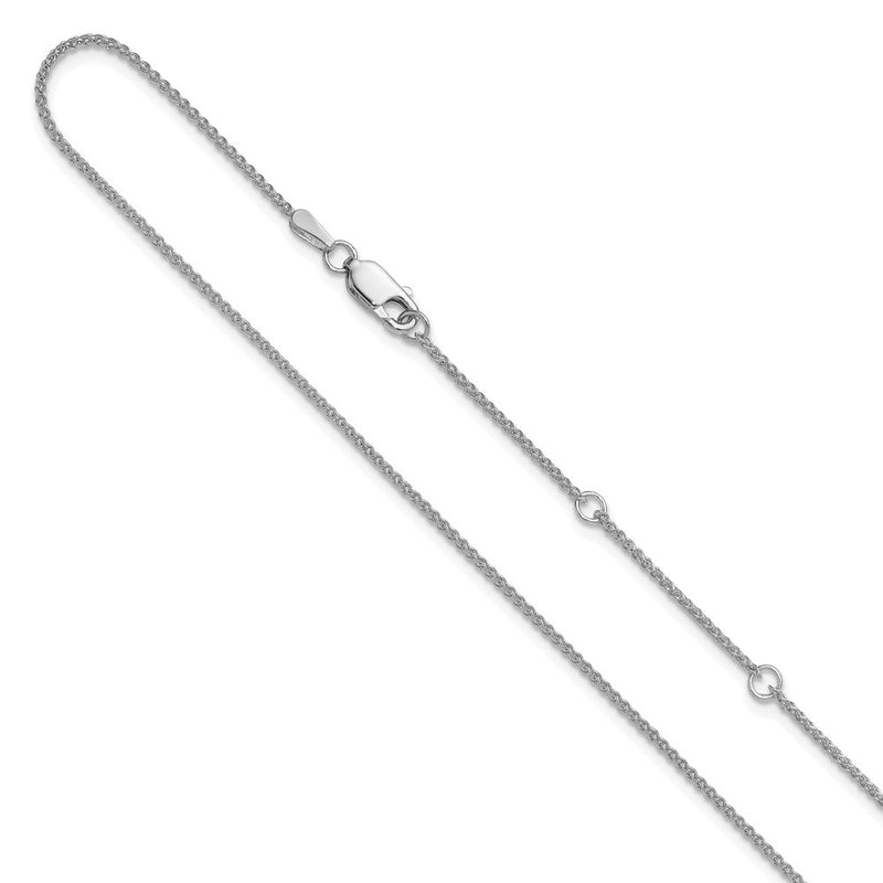 18 Inch 14K White Gold 1.2mm Baby Spiga 1In+1In Adjustable Chain Necklace