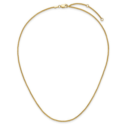 2 Inch 14K Yellow Gold 1.5mm Spiga 1In+1In Adjustable Chain Necklace