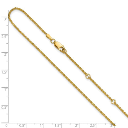 2 Inch 14K Yellow Gold 1.5mm Spiga 1In+1In Adjustable Chain Necklace