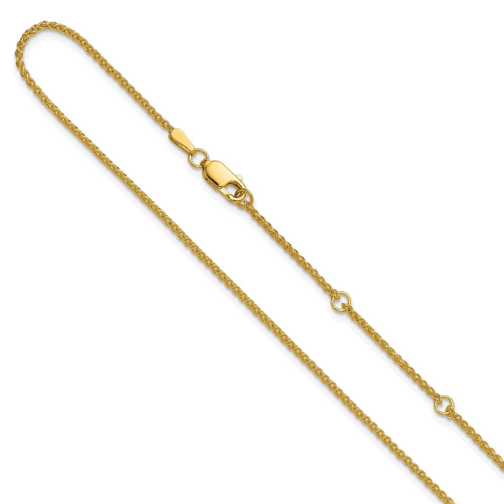 18 Inch 14K Yellow Gold 1.5mm Spiga 1In+1In Adjustable Chain Necklace