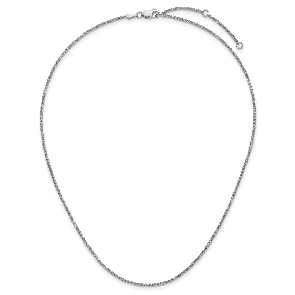 2 Inch 14K White Gold 1.5mm Spiga 1In+1In Adjustable Chain Necklace