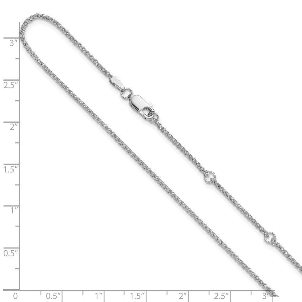 2 Inch 14K White Gold 1.5mm Spiga 1In+1In Adjustable Chain Necklace