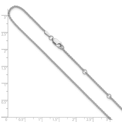 2 Inch 14K White Gold 1.5mm Spiga 1In+1In Adjustable Chain Necklace