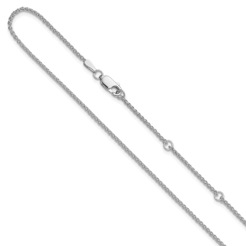 2 Inch 14K White Gold 1.5mm Spiga 1In+1In Adjustable Chain Necklace