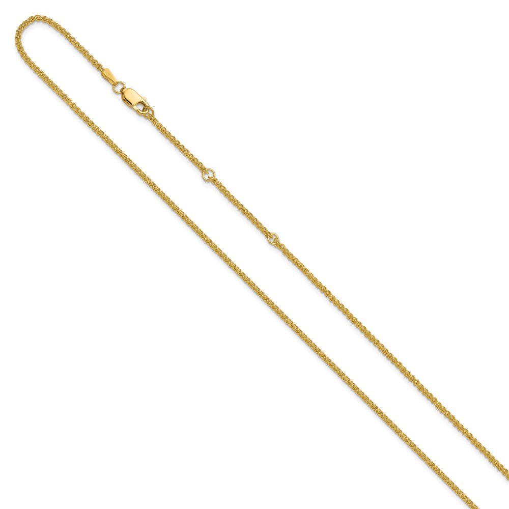 2 Inch 14K Yellow Gold 1.65mm Spiga 1In+1In Adjustable Chain Necklace