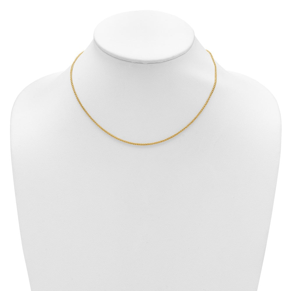 18 Inch 14K Yellow Gold 1.65mm Spiga 1In+1In Adjustable Chain Necklace