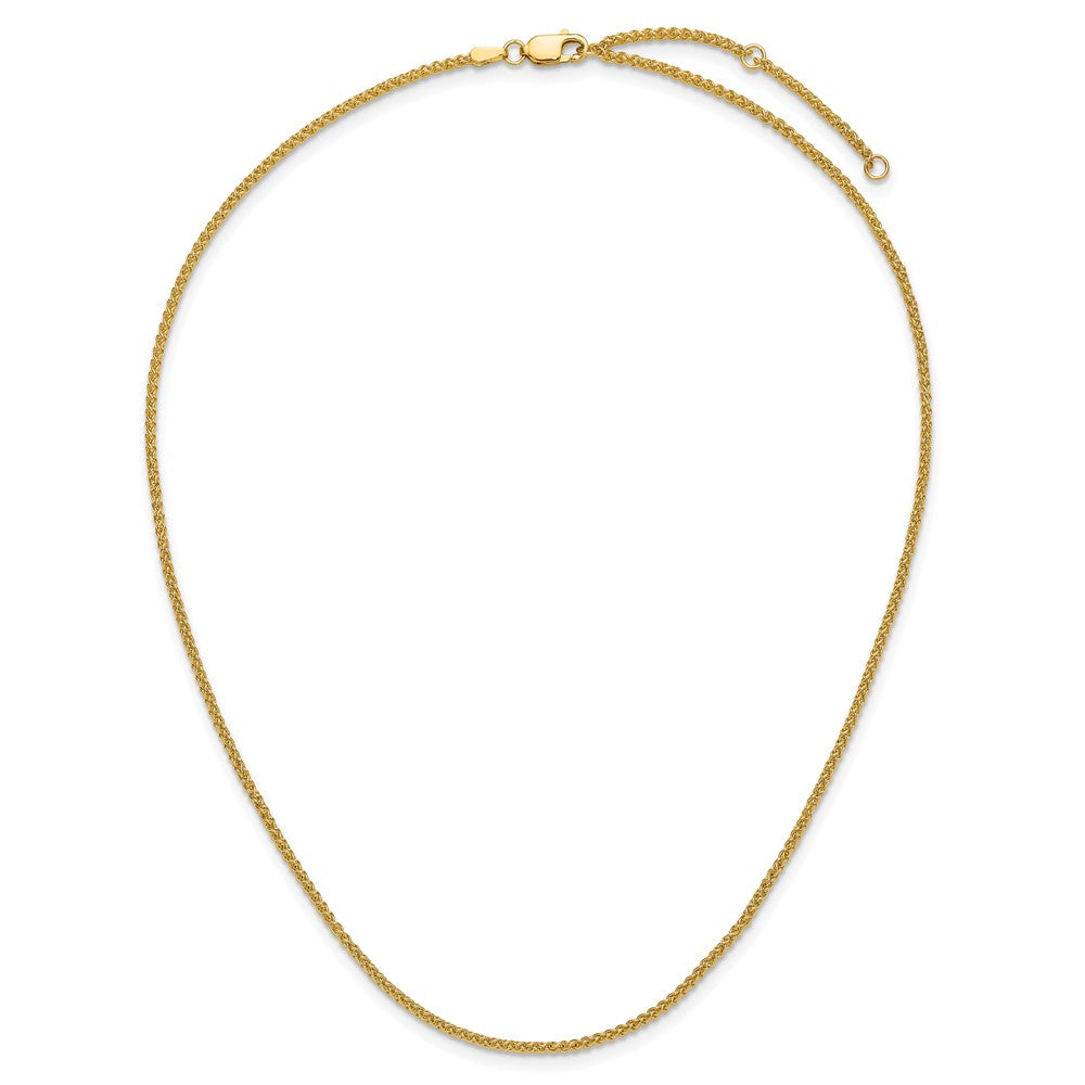 2 Inch 14K Yellow Gold 1.65mm Spiga 1In+1In Adjustable Chain Necklace
