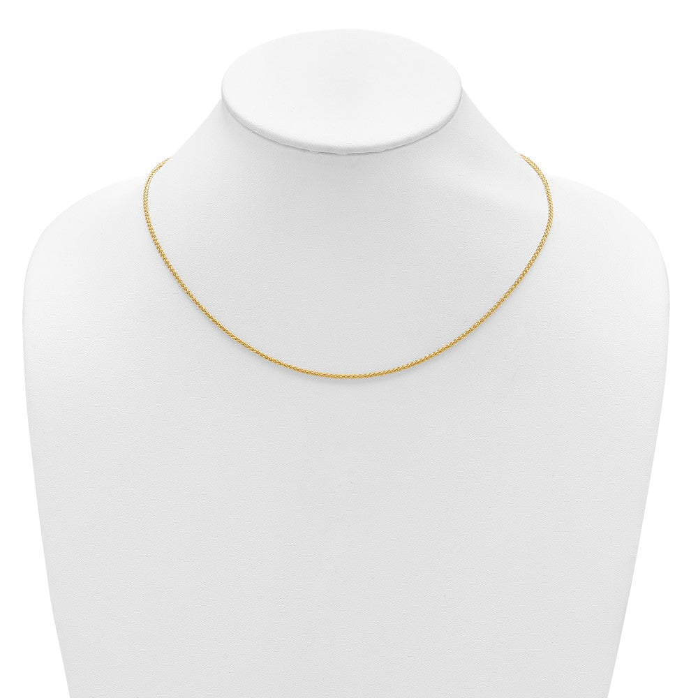 18 Inch 14K Yellow Gold 1.65mm Spiga 1In+1In Adjustable Chain Necklace