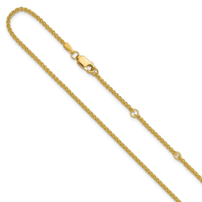 18 Inch 14K Yellow Gold 1.65mm Spiga 1In+1In Adjustable Chain Necklace