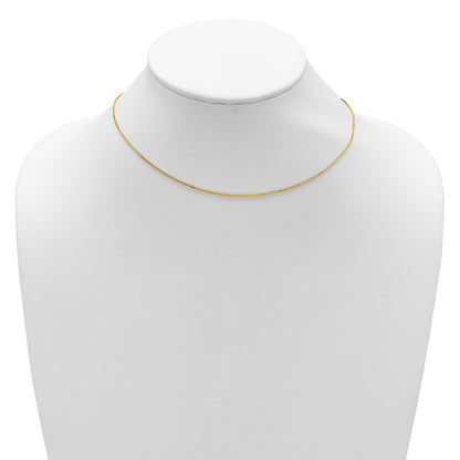 18 Inch 14K Yellow Gold 1mm Box 1In+1In Adjustable Chain Necklace
