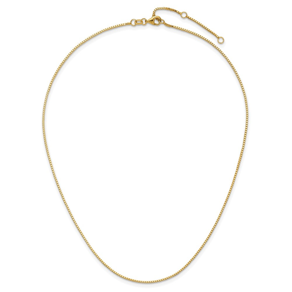 18 Inch 14K Yellow Gold 1mm Box 1In+1In Adjustable Chain Necklace