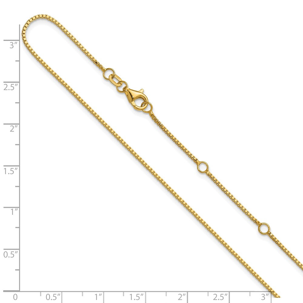 18 Inch 14K Yellow Gold 1mm Box 1In+1In Adjustable Chain Necklace