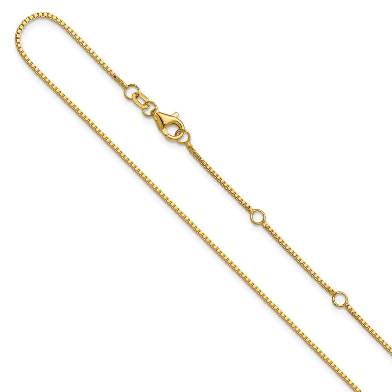 26 Inch 14K Yellow Gold 1mm Box 2In+2In Adjustable Chain Necklace
