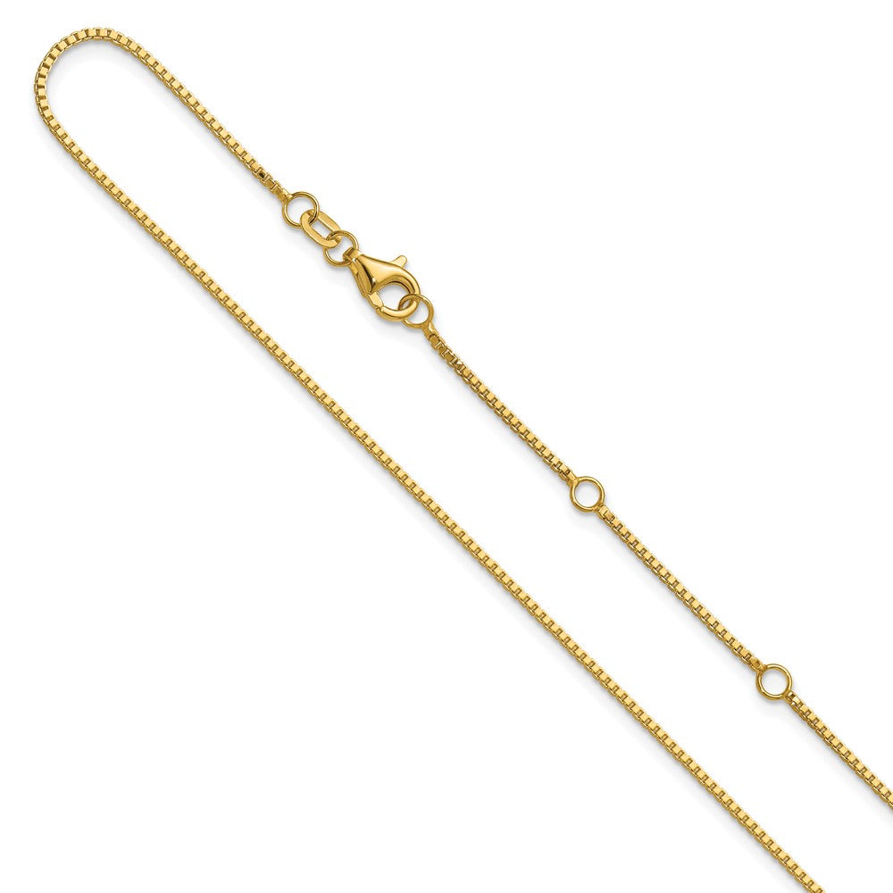 18 Inch 14K Yellow Gold 1mm Box 1In+1In Adjustable Chain Necklace