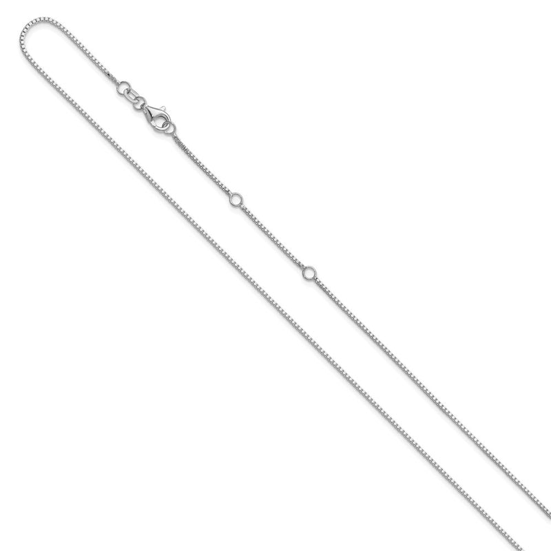26 Inch 14K White Gold 1mm Box 2In+2In Adjustable Chain Necklace