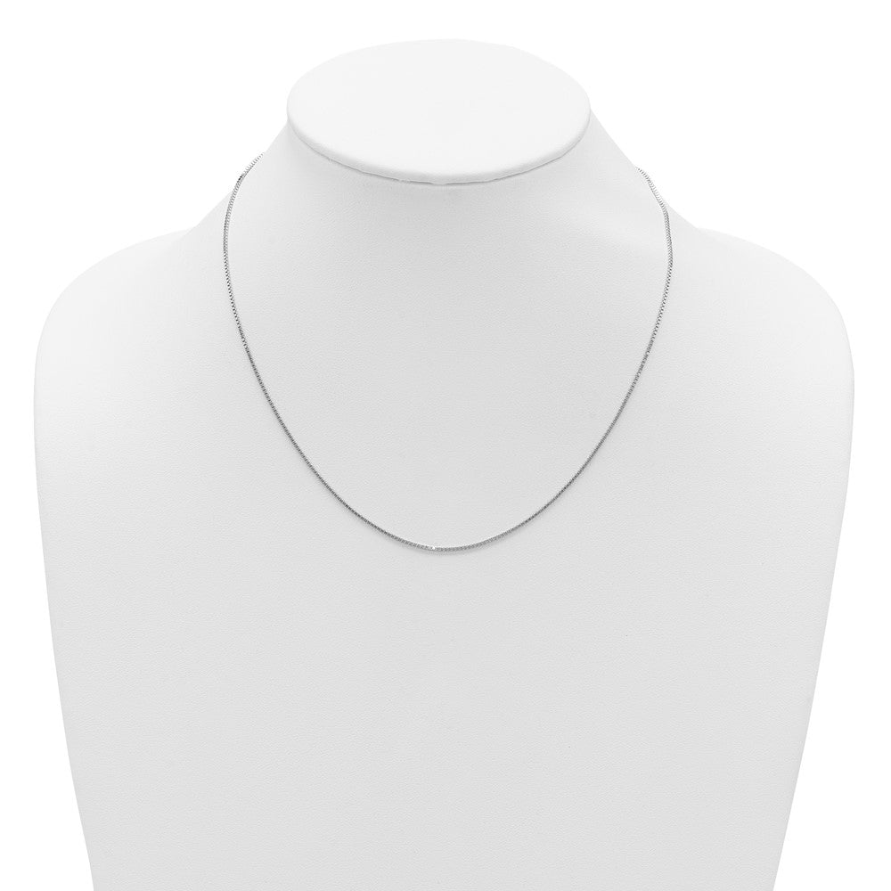 18 Inch 14K White Gold 1mm Box 1In+1In Adjustable Chain Necklace